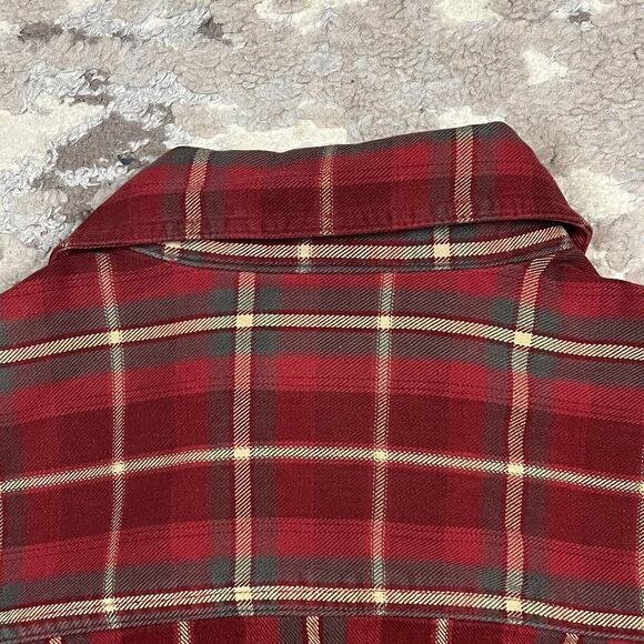 Woolrich Plaid Flannel Button Down Shirt Men's Size Large Red Green Outdoor - Picture 10 of 11